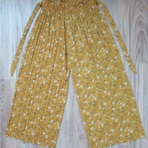 Floral Mustard Wide-Leg Pants